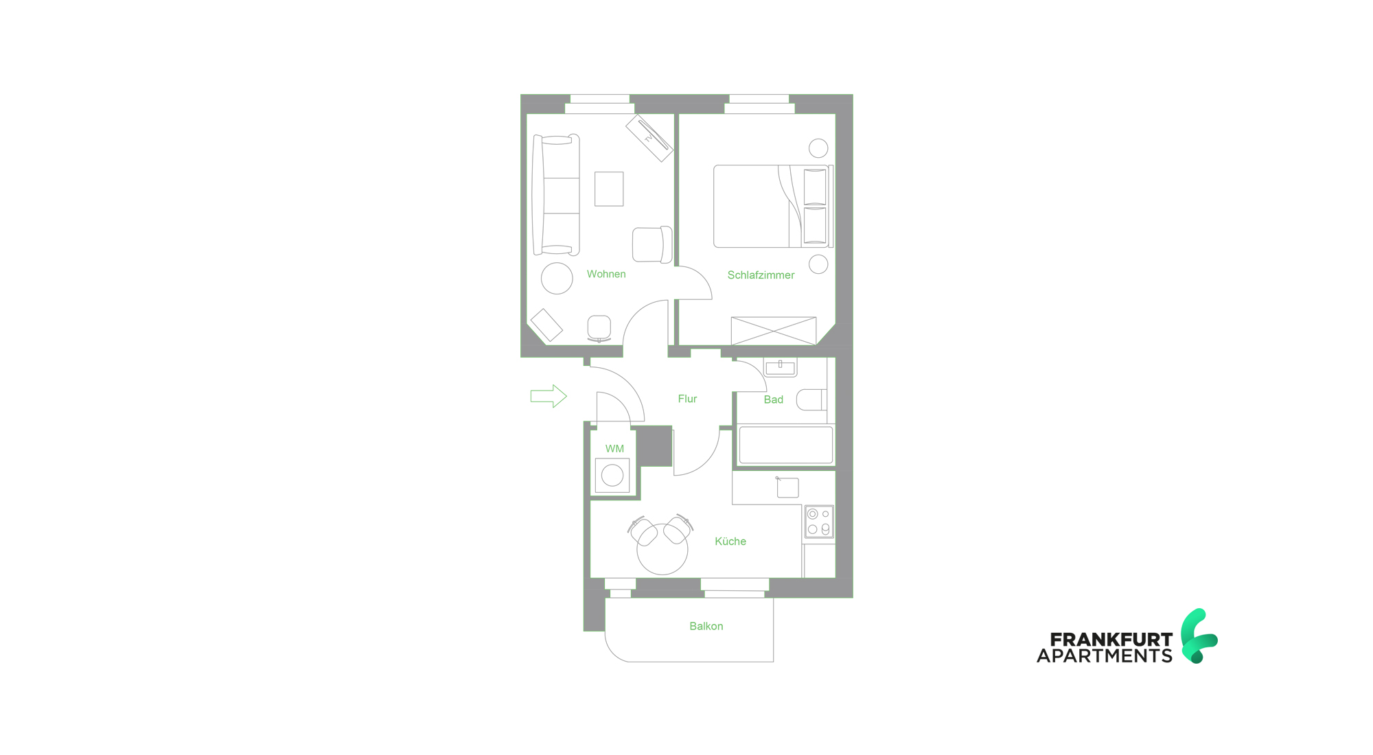 HA-2R#*** S T A N D A R D Business Apartment in Frankfurt-Rödelheim ***