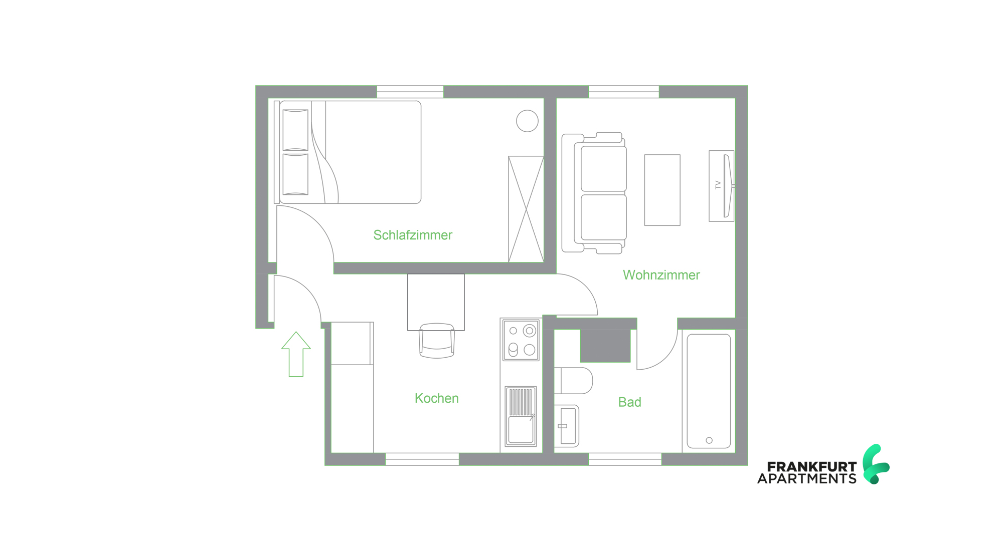 BV-2#*** S T A N D A R D Business Apartment in Frankfurt-Bornheim ***